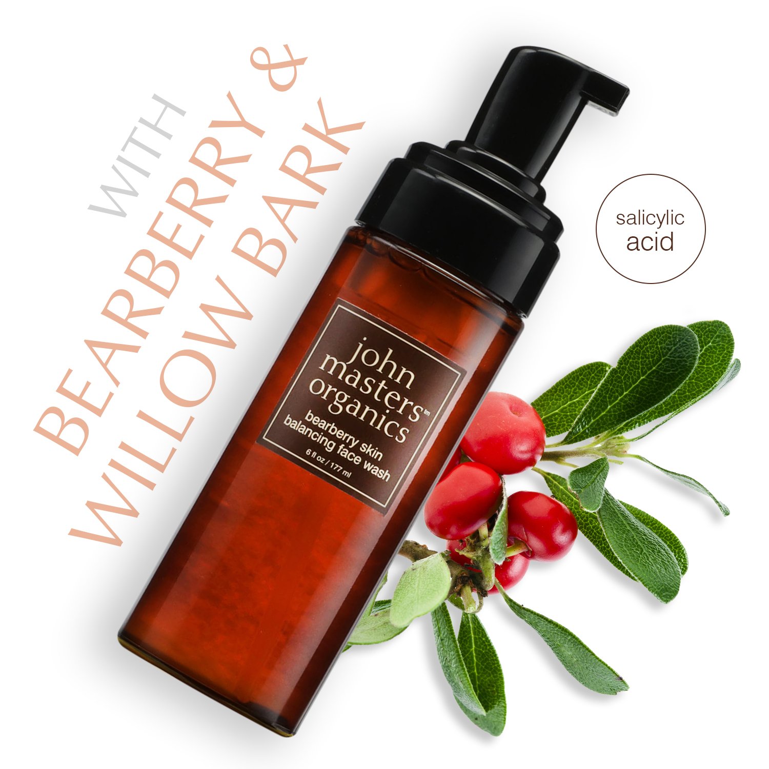 john masters organics bearberry skin balancing face wash, Reinigungsschaum, 1er Pack (1 x 177 ml)