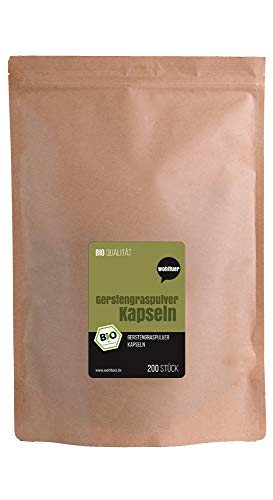 Wohltuer Bio Gerstengras Kapseln | mit Bio Gerstengras aus Deutschland | 100% Vegan & Frei von Zusätzen | 200 Stück à 400mg (hochdosiert)