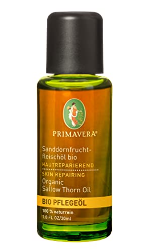 PRIMAVERA Pflegeöl Sanddornfruchtfleischöl bio 30 ml - Naturkosmetik, Pflanzenöl, Hautöl - stärkend, beruhigend für trockene, gerötete Haut - vegan