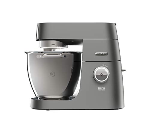 Kenwood Chef XL Titanium KVL8320S Küchenmaschine, 6,7 l Edelstahl Schüssel mit Innenbeleuchtung, Interlock-Sicherheitssystem, 1700 Watt, inkl. 5-Teiligem Patisserie-Set und Glas-Mixaufsatz, Silber