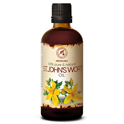 Johanniskrautöl 100ml - Hypericum perforatum - 100% Natürlich Rotöl - Johanniskraut Öl Mazerat - intensive Pflege für Gesicht - Körper - Haut - Haare - Massage - st Johns Wort Oil