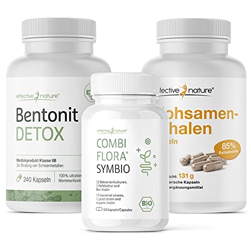 effective nature - SIMPLE CLEAN - Schonend und Effektiv - Mit Bentonit Detox, Combi Flora SymBIO und Flohsamenschalen - 4-Wochen-Kur - Darmkur in Kapselform