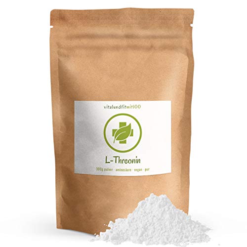 L-Threonin Pulver 300 g - essentielle proteinogene Aminosäure -Fermentationsgewinnung - gentechnikfrei - 100% vegan und rein - glutenfrei/laktosefrei - ohne jegliche Hilfs- und Zusatzstoffe