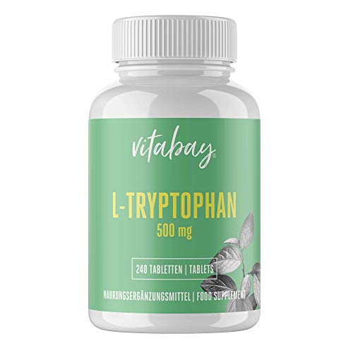 Vitabay L-Tryptophan 500 mg • 240 vegane Tabletten • Hochdosiert • Made in Germany