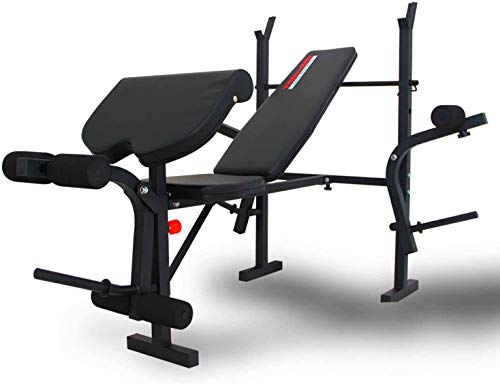 TrainHard klappbare Hantelbank mit Hantelablage, Curlpult, Butterfly und Beincurler - Geeignet für Einsteiger für Zuhause bis 200 kg Belastbar