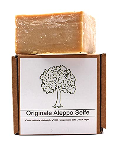 Original Aleppo Seife, 90% Olivenöl 10% Lorbeeröl, ca.150g, Handmade, Vegan, Naturprodukt, Haarseife, Duschseife, Original Rezeptur