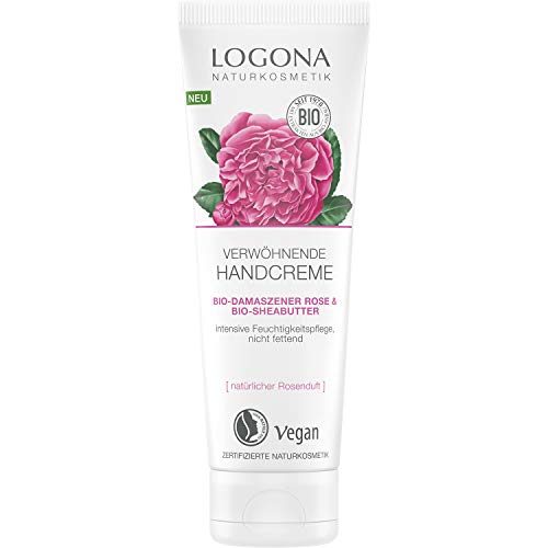 LOGONA Naturkosmetik Verwöhnende Handcreme Bio-Damaszner Rose & Bio-Sheabutter, 75 ml 00097
