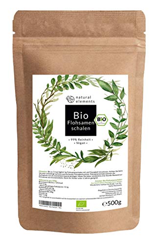 Bio Flohsamenschalen - Premium Qualität: Laborgeprüft, 99+% Reinheit, zertifiziert Bio. Vegan. Low-Carb. Ballaststoffreich. Glutenfrei. Ohne Zusätze. Nachhaltig angebaut - 500g Beutel