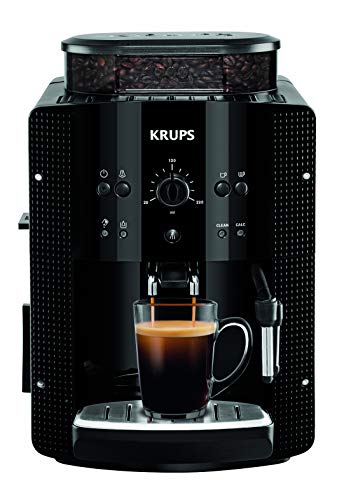 Krups Essential EA8108 Kaffeevollautomat | Espresso und Kaffee | mit CappucinoPlus- Milchdüse | individuell einstellbar | Schnelles Aufheizen | verstellbarer Kaffeeauslauf | Schwarz