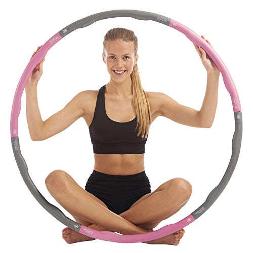 just be... Fitness Hula Hoop Reifen für Erwachsene und Jugendliche. Fitness Hula Hoop mit abnehmbaren Segmenten und unterschiedlichen Gewichten (Rosa 1,2Kg)