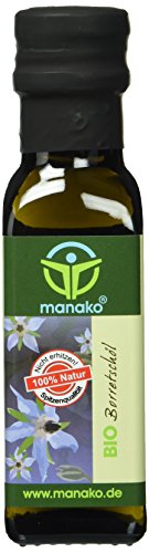 Manako BIO Borretschöl, kaltgepresst, 100% rein, 100 ml Glasflasche (1 x 0,1 l)