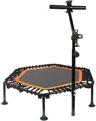 PROMECITY Trampolin Rebounder mit verstellbarem Griff für die Fitness von Erwachsenen, klappbar, Sprungkardiotrainer-Training für Innenräume - Max Bis 150 KG