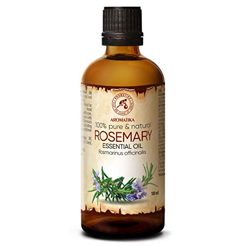 Rosmarinöl 100ml - Rosmarinus Officinalis - Spanien - 100% Naturreines Ätherisches Rosmarin Öl - Reine & Natürliche Rosemary - Guten für Aromatherapie - Duft Diffuser - Duftlampe