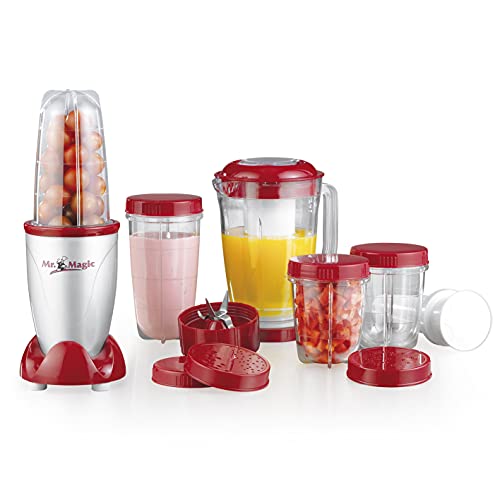 GOURMETmaxx Mr. Magic Smoothie Maker 18-teilig | Standmixer mit 8 Funktionen, inkl. To-Go Funktion mit Smoothie Flasche und umfangreichem Zubehör [400 Watt]