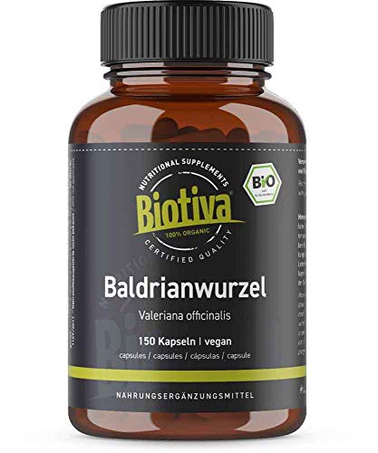 Biotiva Baldrian Bio Kapseln 150 Stück - Baldrianwurzel gemahlen - 700mg pro Kapsel - Abgefüllt und kontrolliert in Deutschland - Vegan