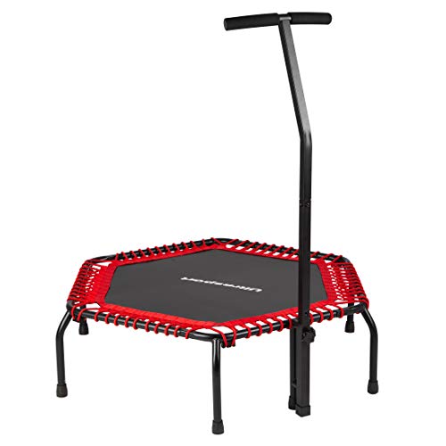 Ultrasport Fitness Trampolin, Ø ca.135cm, 5-fach höhenverstellbarer Haltegriff,sehr leise Gummiseilfederung, Jumping Fitness & Indoor geeignet, komfortable Griffummantelung aus Schaumstoff, 2 Variaten