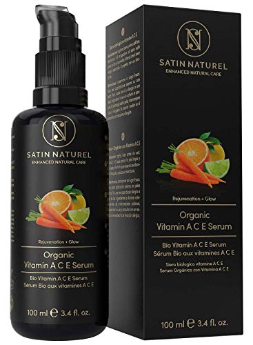 Vitamin ACE Serum Bio – Gesichtsserum Vitamin A, C & E - 100ml – Vegan – Revitalisierendes Anti Aging Serum - Vitamin Serum Gesicht - Satin Naturel – Made in Germany