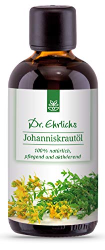 Dr. Ehrlichs Johanniskrautöl - Das Naturheilmittel perfekt zur Hautpflege oder als Einreibung bei Verbrennungen, Wunden und Narben - 100% natürlich, ideal für zarte und sensible Haut als Pflegeöl