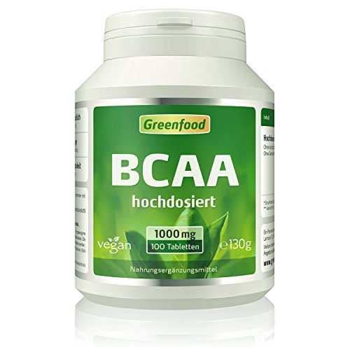 BCAA, 1000 mg, hochdosiert, 100 Tabletten, vegan – fördert den Muskelaubau, sichert den Muskelerhalt. OHNE künstliche Zusätze. Ohne Gentechnik.