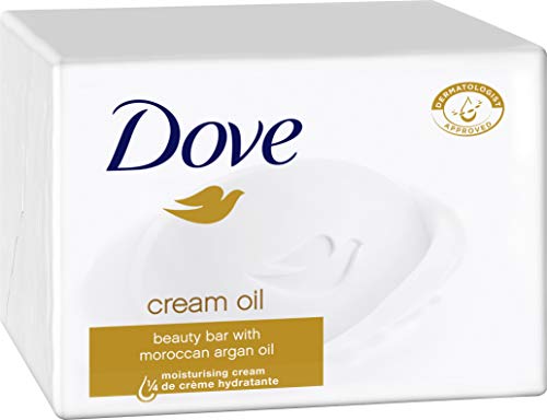 Dove Waschstück Beauty Bar Cream Oil mit marokkanischem Arganöl und ¼ Feuchtigkeitscreme speziell für trockene Haut, 1er Pack(1 x 100 g)
