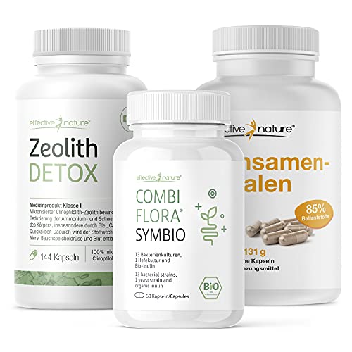 effective nature - Simple Clean Detox Darmprogramm - Mit Zeolith Detox, Combi Flora Symbio und Flohsamenschalen - Praktische Kapseln