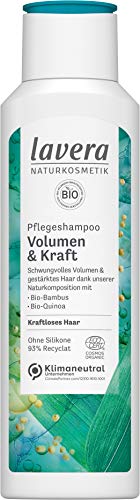 lavera, Pflegeshampoo Volumen Kraft mit BioBambus BioQuinoa schwungvolles Volumen gestärktes Haar Naturkosmetik vegan 250ml, weiß