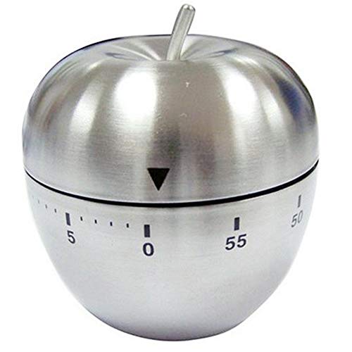 Xinlie Kurzzeitwecker Mechanisch Küchenwecker Kurzzeitmesser Edelstahl Küchentimer 60 Minuten Apple Shaped Kochen Backen Mechanischer Wecker Countdown Timer für Büro Schlafzimmer Wohnzimmer Küche