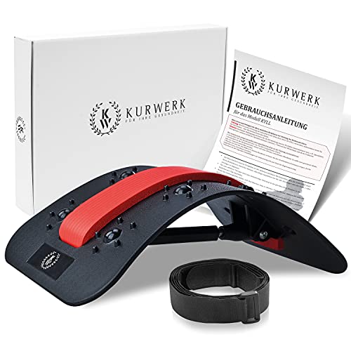 KURWERK® Premium Rückenstrecker 2021 [inkl. Deutscher Anleitung und Gurt] - Neuer DREHMECHANISMUS ZUR INDIVIDUELLEN STUFENEINSTELLUNG - Gerät Rückendehner (Rückentrainer)