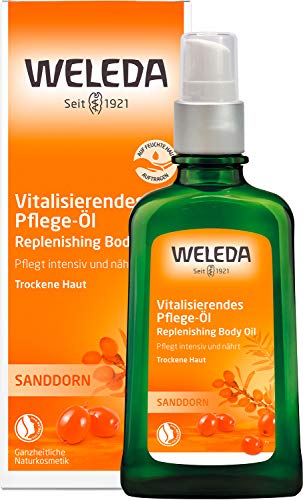 WELEDA Bio Sanddorn Vitalisierendes Pflege-Öl, Naturkosmetik Körperöl für die intensive Pflege von trockener Haut, Body Öl für spürbare Glätte und Erholung der Haut (1 x 100 ml)