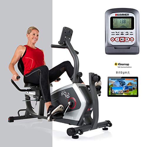 HAMMER CleverFold RC5 Liegeergometer, platzsparendes Fitnessfahrrad zum Klappen, Ergo-Bequemsitz mit...