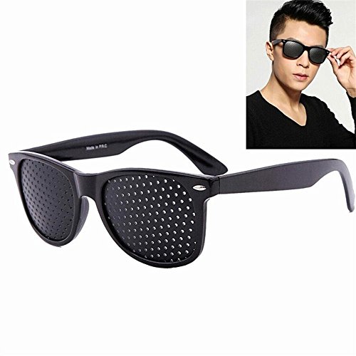 Kobwa Rasterbrille Lochbrille Pinhole Vision Korrekturgläser Anti-Müdigkeits Brille Anti-Myopie Sonnenbrille,Schwarz