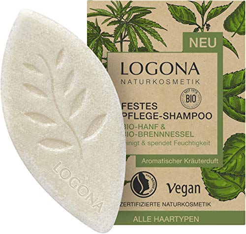 Festes Pflege Shampoo von LOGONA Naturkosmetik Bio-Hanf & Bio-Brennnessel, Feuchtigkeit Shampoo Bar...