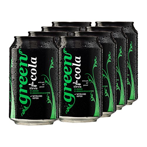 Green Cola Getränk Aspatamefrei Ohne Konservierungsstoffe Nur Natürliche Aromen Mit Stevia u. Saccarose inkl. Pfand (Dose 0,33l 8er Pack)