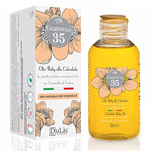 Calendula Öl 100% Natürlich, ideal als Schwangerschaftsöl gegen Dehnungsstreifen oder als Baby-Massage-Öl - Ringelblumenöl mit Calendula Extrakt Bio, Kamille, Vitamin E, Vitamin F