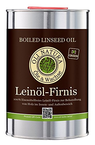 OLI-NATURA Leinöl-Firnis, biologischer Holzschutz, 1 Liter, farblos - natu