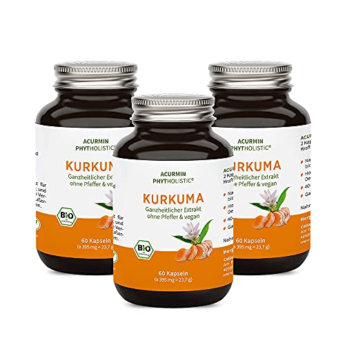 Bio Kurkuma Kapseln im Glas – 40-fache Bioverfügbarkeit ohne Pfeffer – Mehrfach Ausgezeichnet...