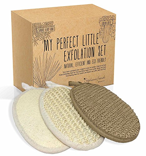 Stephanie Franck Beauty Badeset - drei Peeling Handschuhe aus Luffa, Sisal und Hanf