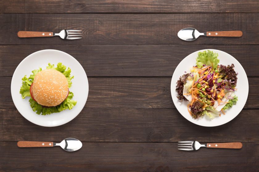 Burger vs. gesunder Salat. Warum Intuitives Essen nicht funktioniert.